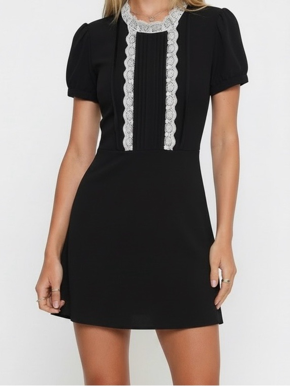 Forever 21 Black Mini Dress with White Lace Front